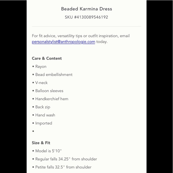 ‼️Anthropologie Beaded Karmina Dress 8 ‼️ - Picture 7 of 8